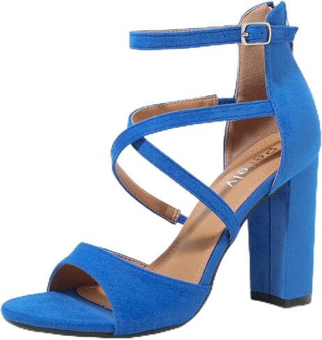 Women's Formal Strappy Sandal High Chunky Block Heel Ankle Strap Zip Up Heels in Saudi Arabia