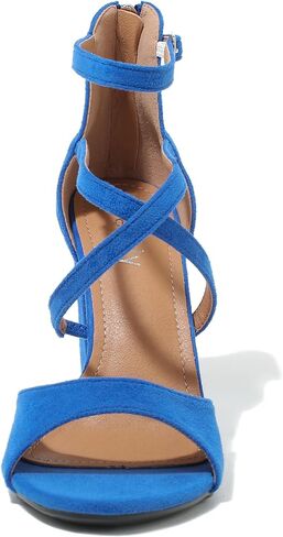Women's Formal Strappy Sandal High Chunky Block Heel Ankle Strap Zip Up Heels in Saudi Arabia