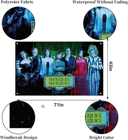 خلفية صورة بيتلجوس، لافتة الهالوين، ديكورات ومستلزمات حفلات أعياد الميلاد لحفلات استقبال المولود الجديد (43 × 71 بوصة) in Kuwait