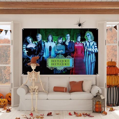 خلفية صورة بيتلجوس، لافتة الهالوين، ديكورات ومستلزمات حفلات أعياد الميلاد لحفلات استقبال المولود الجديد (43 × 71 بوصة) in Kuwait