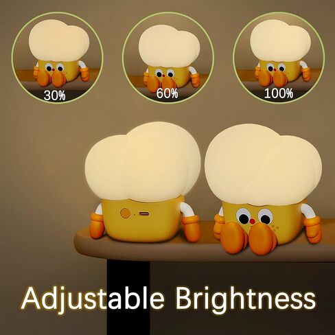 Silicone Popcorn Night Light for kids with 3 Levels of Light, Easy Tap Control - Ideal for Bedroom, Nursery or Movie Nights,Cute Design LED Nightlight for Cozy Atmosphere in Saudi Arabia