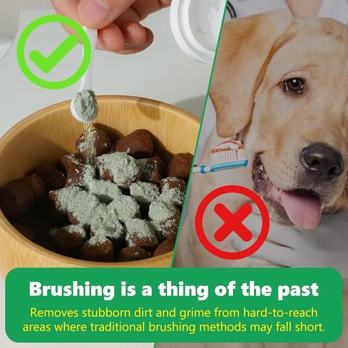 مسحوق تنظيف الأسنان للكلاب، معطر أنفاس الكلاب، مسحوق أسنان للكلاب، أسنان مع البروبيوتيك تساعد على تقليل رائحة الفم الكريهة، مزيل جير البلاك، مسحوق أسنان الكلاب للكلاب الصغيرة والمتوسطة والكبيرة 50 جم in Kuwait