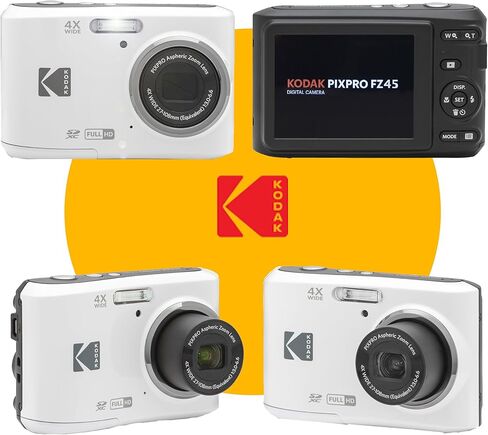 كاميرا رقمية KODAK PIXPRO FZ45 بدقة 16 ميجابكسل مع زووم بصري 4X وزاوية عريضة 27 مم وشاشة LCD مقاس 2.7 بوصة مع بطاقة ذاكرة SD سعة 32 جيجابايت، وبطاريات AA (4 عبوات)، وقطعة قماش لتنظيف العدسات (أحمر) in Kuwait