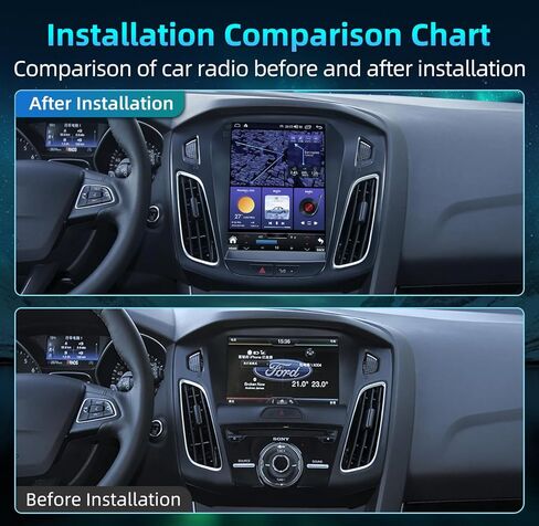 راديو السيارة لسيارة Ford Focus 2012-2018: 10.4 بوصة T-Style OLED تعمل باللمس مع Caplay Android Auto 5GWiFi GPS FM DSP SWC كاميرا احتياطية 2G+64G in Kuwait