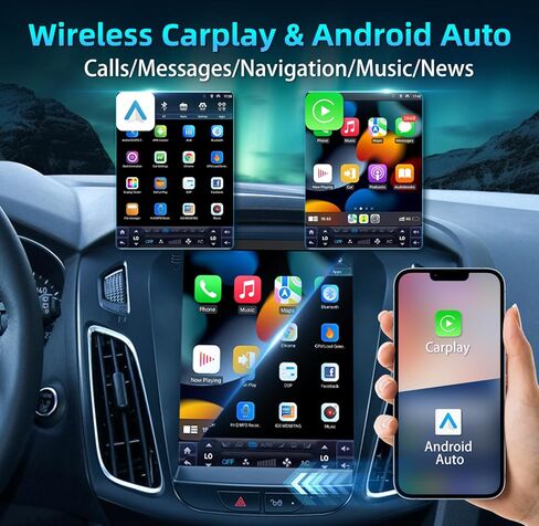 راديو السيارة لسيارة Ford Focus 2012-2018: 10.4 بوصة T-Style OLED تعمل باللمس مع Caplay Android Auto 5GWiFi GPS FM DSP SWC كاميرا احتياطية 2G+64G in Kuwait