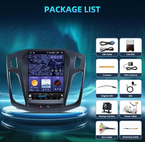 راديو السيارة لسيارة Ford Focus 2012-2018: 10.4 بوصة T-Style OLED تعمل باللمس مع Caplay Android Auto 5GWiFi GPS FM DSP SWC كاميرا احتياطية 2G+64G in Kuwait