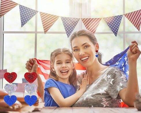 الولايات المتحدة الأمريكية الوطنية تتدلى الأقراط للنساء، أحمر أبيض أزرق شريط الأقراط العلم الأمريكي، الاكريليك نجمة القلب الولايات المتحدة الأمريكية انخفاض الأقراط، الرابع من يوليو يوم الاستقلال الأقراط الوطنية، الولايات المتحدة الأمريكية يوم الاستقلال ال in Kuwait