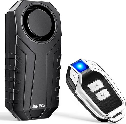 JENPOS Bike Alarm, 113dB Loud Waterproof Wireless E-Bike Motorcycle Alarm with Remote, Anti-Theft Vibration Motion Sensor Multipurpose Security Alarm System, Ebike Accessories in Saudi Arabia