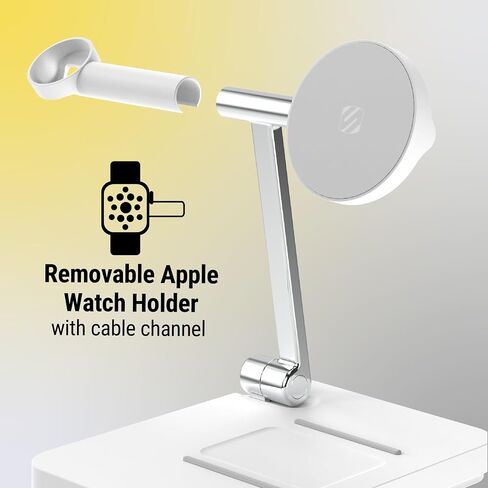 Scosche MSQSPBWT MagicMount™ Wireless Charging Station with Portable 5,000mAh Fast USB-C Power Bank for MagSafe iPhone 15/14/13/12/AirPods Pro/3/2 & Apple Watch Charger Stand (Watch Charger Not Incl.) in Saudi Arabia