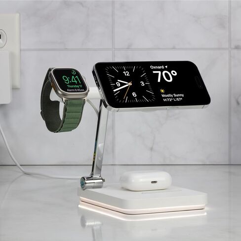 Scosche MSQSPBWT MagicMount™ Wireless Charging Station with Portable 5,000mAh Fast USB-C Power Bank for MagSafe iPhone 15/14/13/12/AirPods Pro/3/2 & Apple Watch Charger Stand (Watch Charger Not Incl.) in Saudi Arabia
