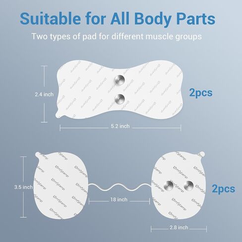 Comfytemp Official Smart TENS Unit Replacement Pads for K6108, 4 Pack Wireless TENS Pads, 5.2" x 2.4" and 3.5" x 2.8" Reusable Self Adhesive Electrodes with Premium Quality, Non-Irritating Design in Saudi Arabia