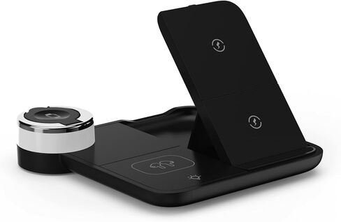 Wireless Charger, RUI MAI LAI 3 in 1 Foldable Fast Charging Station Compatible Apple Watch & AirPods, iPhone 13/12/11(Pro & Pro Max)/X/XS/XS, Qi-Enabled Android Phone(with QC3.0 Adapter) in Saudi Arabia