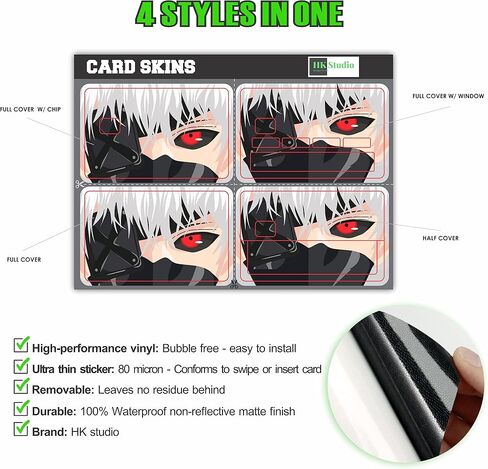 HK Studio Card Skin Sticker Anime for EBT, Transportation, Key, Debit, Credit Card Skin - Covering and Personalizing Bank Card - No Bubble, Slim, Waterproof, Digital-Printed in Saudi Arabia