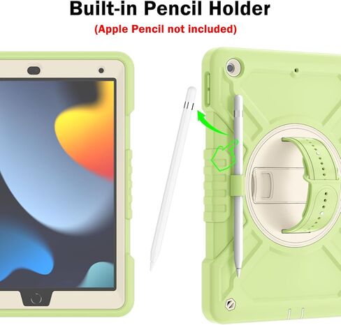 Callyue for iPad 9th Generation Case,iPad 8th/7th Generation Case,iPad 10.2 inch Case,iPad Tablet Protective Cover,Heavy Duty Shockproof,Swivel Stand, Green in Kuwait