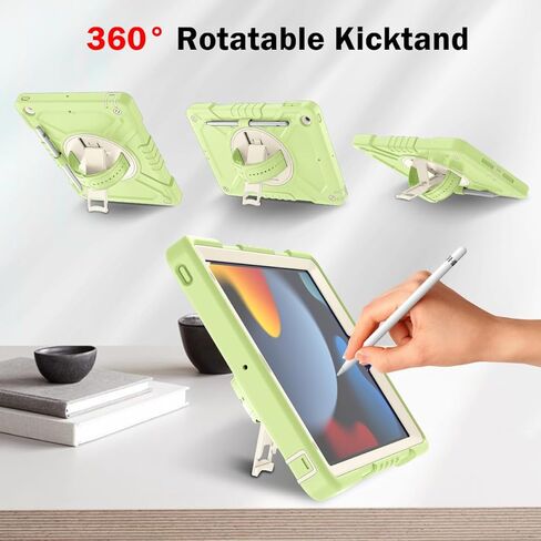 Callyue for iPad 9th Generation Case,iPad 8th/7th Generation Case,iPad 10.2 inch Case,iPad Tablet Protective Cover,Heavy Duty Shockproof,Swivel Stand, Green in Kuwait