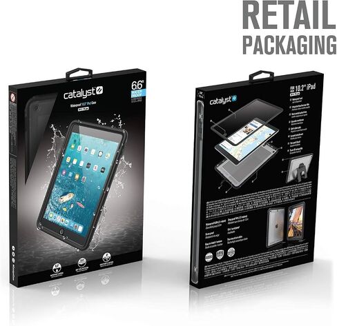 Catalyst, Waterproof Case for iPad 10.2 9th 8th 7th Edition - Waterproof 6.6 ft - Full Body Protection, Drop Proof 4ft, Kickstand, True Acoustic Sound Technology, Built-in Screen Protector - Black in Saudi Arabia