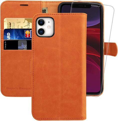 MONASAY Wallet Case Compatible for iPhone 12 Pro/iPhone 12 5G,6.1-inch [Glass Screen Protector Included] [RFID Blocking] Flip Folio Leather Cell Phone Cover with Credit Card Holder, Rainbowes in Saudi Arabia