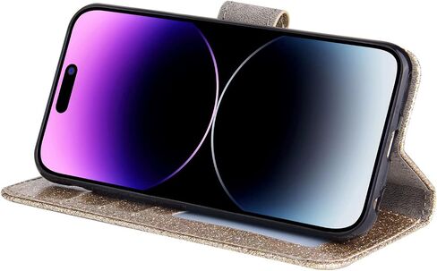 Losin متوافق مع iPhone 14 Pro Max Wallet Case مع فتحات بطاقة فاخرة ثلاثية الأبعاد بلينغ بريق الماس أحجار الراين الفراشة الزهور تصميم للنساء الفتيات التألق لامعة بو الجلود حامل غطاء مسنده in Kuwait