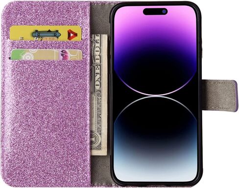 Losin متوافق مع iPhone 14 Pro Max Wallet Case مع فتحات بطاقة فاخرة ثلاثية الأبعاد بلينغ بريق الماس أحجار الراين الفراشة الزهور تصميم للنساء الفتيات التألق لامعة بو الجلود حامل غطاء مسنده in Kuwait