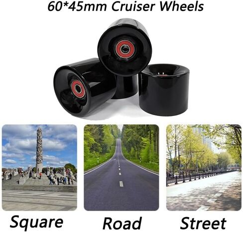 LOOEEL 60mm Cruiser Wheels 80A Contains ABEC-9 Bearings and Spacers,Skateboard Riser Pads,Skateboard Hardware Screws Bolts,fit for Your Cruiser Skateboards,Penny Board -Red in Saudi Arabia