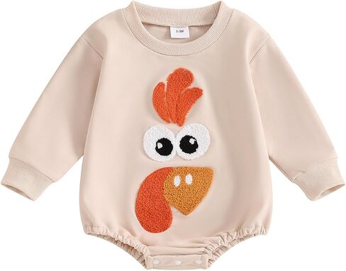 Infant Baby Boy Girl Thanksgiving Outfits Gobble Turkey Print Long Sleeve Bubble Oversized Romper Fall Winter Clothes in Saudi Arabia