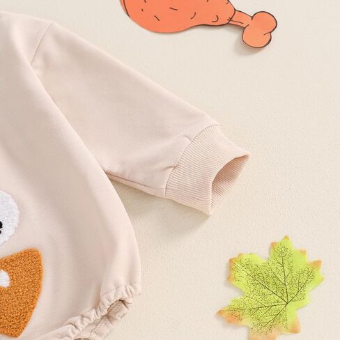 Infant Baby Boy Girl Thanksgiving Outfits Gobble Turkey Print Long Sleeve Bubble Oversized Romper Fall Winter Clothes in Saudi Arabia
