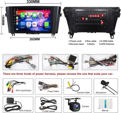 ستيريو سيارة 4G+64G Android 12 لسيارة 2014-2018 Nissan Rogue X-Trail Qashqai، راديو WiFi Rogue 5G مع وحدة رأس تعمل باللمس مقاس 10.1 بوصة، Carplay لاسلكي/Android Auto، GPS Navi، بلوتوث 5.2، كاميرا خلفية عالية الدقة، SWC/FM in Saudi Arabia