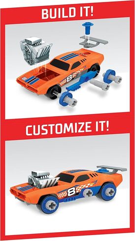 Hot Wheels Ready-to-Race Car Builder Set, Night Shifter Vehicle, 29 Pieces Toy Car Construction Set, Mechanic Role-Play, Kids Toys for Ages 3 Up by Just Play in Saudi Arabia