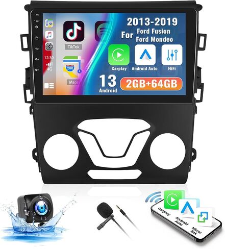 【8-Core 4+64G】ستيريو سيارة Android 13 لسيارة Ford Fusion Mondeo 2013-2019، CarPlay Andriod Auto 9 بوصة IPSTouchscreen Bluetooth GPS Navi Head Unit مع WiFi Mirror Link FM DSP SWC 59UI+كاميرا احتياطية in Saudi Arabia