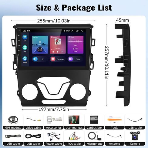 【8-Core 4+64G】ستيريو سيارة Android 13 لسيارة Ford Fusion Mondeo 2013-2019، CarPlay Andriod Auto 9 بوصة IPSTouchscreen Bluetooth GPS Navi Head Unit مع WiFi Mirror Link FM DSP SWC 59UI+كاميرا احتياطية in Saudi Arabia