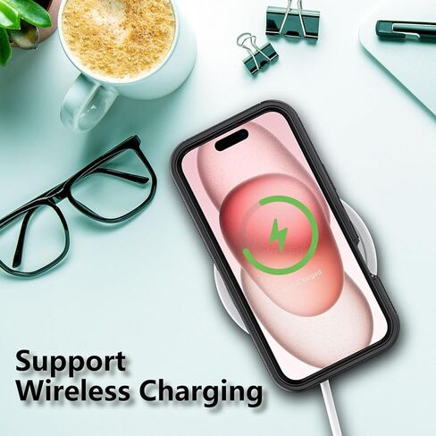 حافظة لهاتف Apple iPhone 16 مع مشبك حزام ومسند، حافظة متينة متعددة الطبقات لحماية الجسم بالكامل مع حزام حزام لهاتف Apple iPhone 16 6.1 بوصة (أسود) in Kuwait