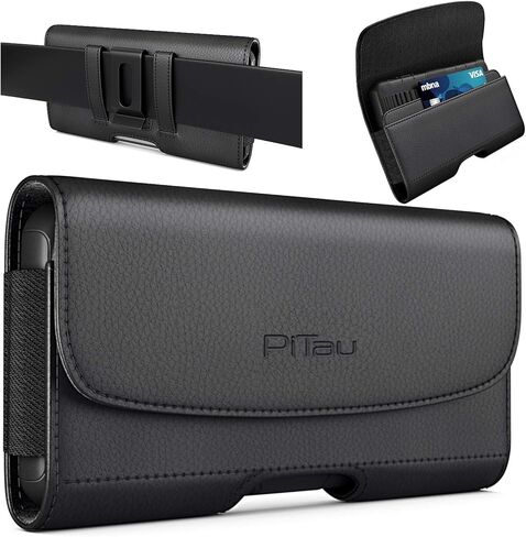 حافظة PiTau لهاتف iPhone 14 Plus، 14 Pro Max، 13 Pro Max، 12 Pro Max، 11 Pro Max، Xs Max، 8 Plus، حافظة بمشبك حزام للهاتف الخلوي مع حقيبة حامل لبطاقة الهوية (يناسب هاتف Apple الكبير مع جهاز Otterbox Commuter) in Kuwait