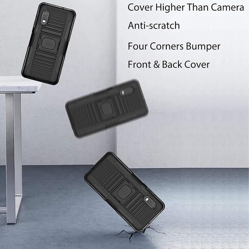 حافظة Ailiber لهاتف Samsung Galaxy Xcover Pro، حافظة بمشبك حزام، واقي شاشة Galaxy Xcover Pro، لوحة تثبيت حامل مسند، غطاء واقٍ متين مقاوم للصدمات لهاتف Galaxy X Cover Pro - أسود in Saudi Arabia
