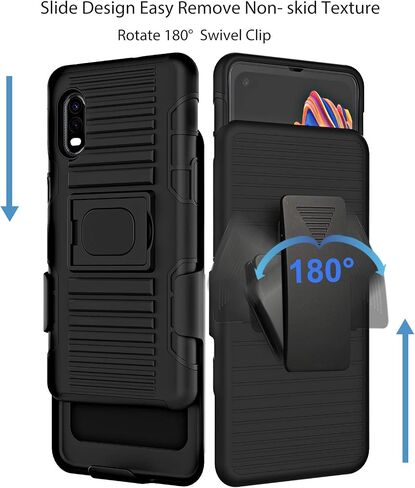 حافظة Ailiber لهاتف Samsung Galaxy Xcover Pro، حافظة بمشبك حزام، واقي شاشة Galaxy Xcover Pro، لوحة تثبيت حامل مسند، غطاء واقٍ متين مقاوم للصدمات لهاتف Galaxy X Cover Pro - أسود in Saudi Arabia