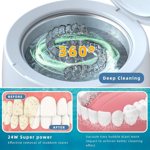 ARGOMAX Ultrasonic Retainer Cleaner for Dentures: 24W 200ml Portable Ultrasonic Cleaner Machine for All Dental Aligner, Braces, Mouth Guards, Toothbrush Head, Shaver Head, Jewelry - Black+Orange. in Saudi Arabia