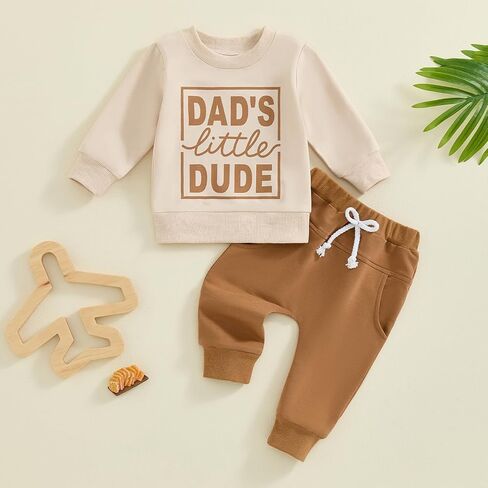 ZAXARRA Toddler Newborn baby boys Fall Outfits Long Sleeve Letter Print Sweatshirt Tops Pocket Pants Casual Clothing Sets in Kuwait