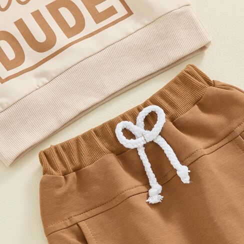 ZAXARRA Toddler Newborn baby boys Fall Outfits Long Sleeve Letter Print Sweatshirt Tops Pocket Pants Casual Clothing Sets in Kuwait