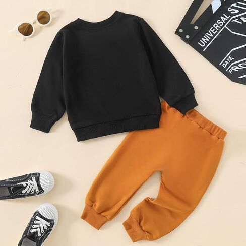 Baby Boys Halloween Two Piece Outfits Long Sleeve Pumpkin Letter Pullover Sweatshirt Pants Fall Winter Clothes in Saudi Arabia