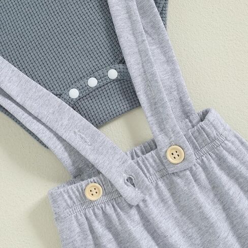 fhutpw Baby Boy Clothes 3 6 12 18 Months Long Sleeves Romper & Suspender Pants Infant Outfits Fall Suit Two Piece Winter Sets in Kuwait