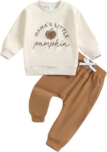 Baby Boys Halloween Two Piece Outfits Long Sleeve Pumpkin Letter Pullover Sweatshirt Pants Fall Winter Clothes in Saudi Arabia