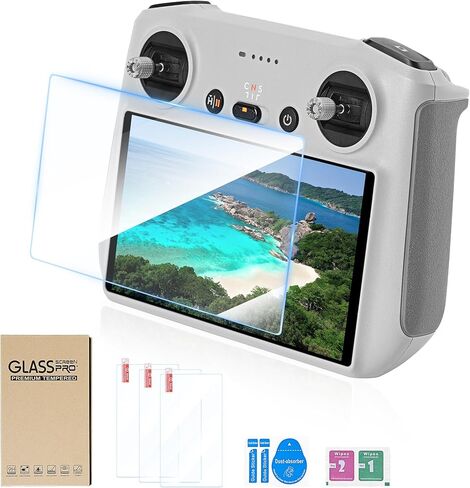 غشاء واقي شاشة من الزجاج المقوى عالي الدقة متوافق مع ملحقات جهاز التحكم عن بعد SPECTA/DJI Mini 4 Pro/Mini 3/Mini 3 Pro/Air 3/Mavic 3 Pro/Air 2S RC/RC 2 (3 عبوات) in Kuwait