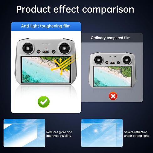 غشاء واقي شاشة من الزجاج المقوى عالي الدقة متوافق مع ملحقات جهاز التحكم عن بعد SPECTA/DJI Mini 4 Pro/Mini 3/Mini 3 Pro/Air 3/Mavic 3 Pro/Air 2S RC/RC 2 (3 عبوات) in Kuwait