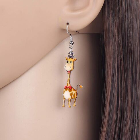 LONYOO Acrylic Funny Giraffe Earrings Fashion Jewelry Dangle Anime Deer Earrings for Women Girls Giraffe Gifts in Saudi Arabia