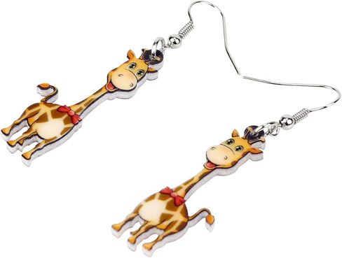 LONYOO Acrylic Funny Giraffe Earrings Fashion Jewelry Dangle Anime Deer Earrings for Women Girls Giraffe Gifts in Saudi Arabia