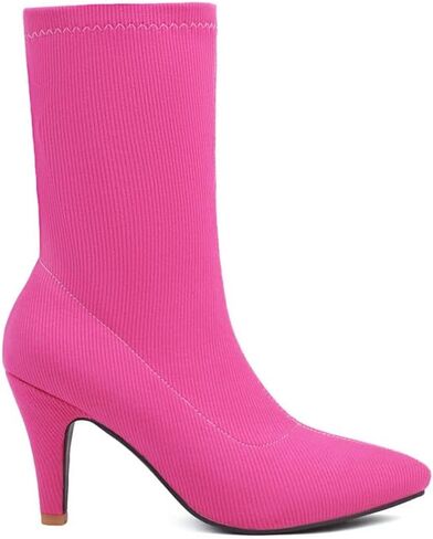 JooJaky Woman Fashion Pointed Toe Ankle Booties Stilettos Solid Color Sock Boots in Saudi Arabia