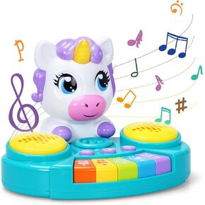 FS Unicorn Baby Piano & Drum Set for 2 Year Old Girls Boys, Baby Toys 18 Months, Musical Instruments Learning Toys for Toddlers 2-3, Interactive Baby Toys 18 24 36 Months Gifts for Infant Tummy Time