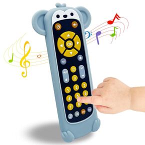 Baby TV Remote Control Toy with Cute Giraffe Soft Silicone Cover Teething Toy, Realistic Baby Musical Remote Control Toy with Light ＆ Sound (Giraffe)