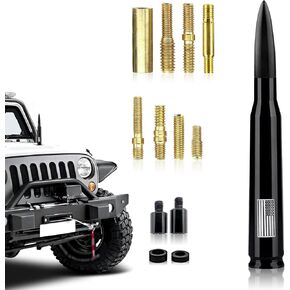 1 PC Car American Flag Printed Bullet Antenna, Patriotic Element Signal Stable Decorative Receiving Equipment, Modified Accessory, Compatible with Ford F150 Wrangler Jeep Chevrolet (Red)