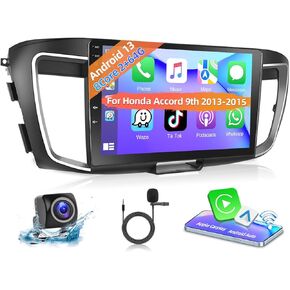 Podofo 4+64G 8 Core Car Stereo Radio for Honda Accord 9th 2013 2014 2015 with Wireless CarPlay Android Auto 10.1" Touch Screen Bluetooth Audio with GPS Mirror Link WiFi EQ RDS Hi-Fi Backup Camera MIC