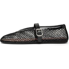 Divanne Ballet Flats for Women, Rhinestone Ballerina Shoes Crystal-Embellished Mary Jane Flats Mesh Flat Shoes